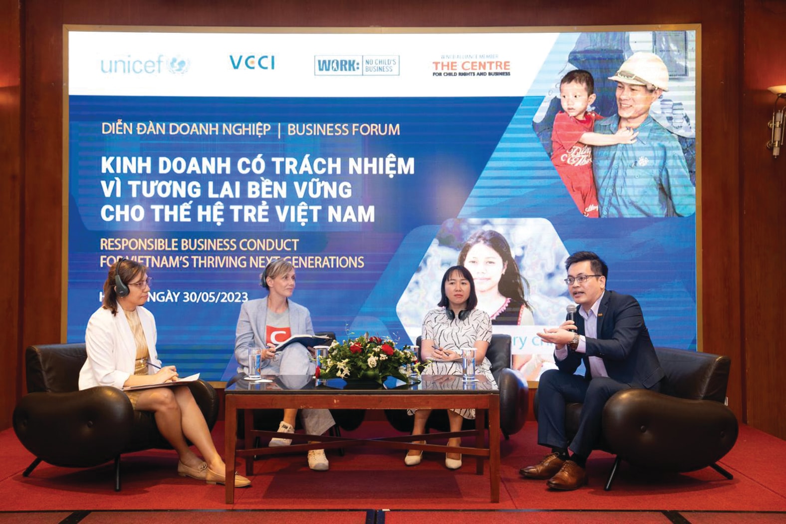  Diễn đàn Doanh nghiệp Kinh doanh có trách nhiệm vì tương lại bền vững cho thế hệ trẻ Việt Nam do VCCI và UNICEF Việt Nam đồng tổ chức ngày 30/5/2023.