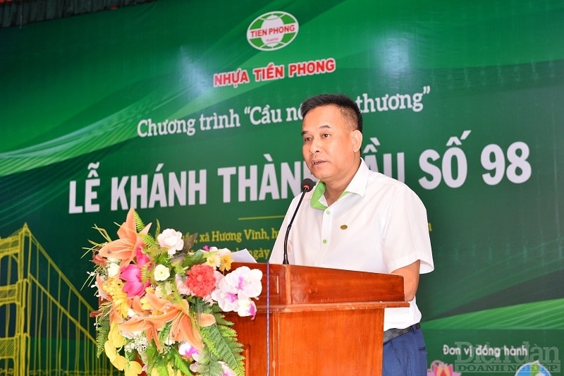 Ông Trần Trọng Nghĩa - Tổng giám đốc công ty TNHH Nhựa Thiếu niên Tiền Phong miền Trung phát biểu tại lễ khánh thành