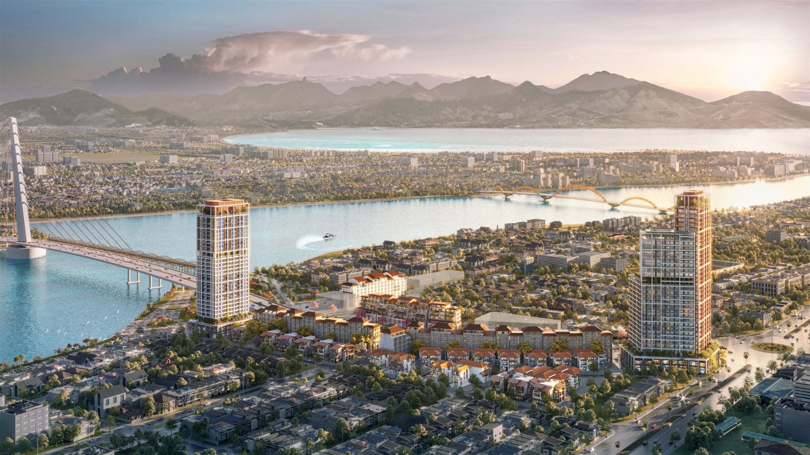 Dự án Sun Cosmo Residence Da Nang kề bên sông Hàn. (Ảnh phối cảnh minh họa)