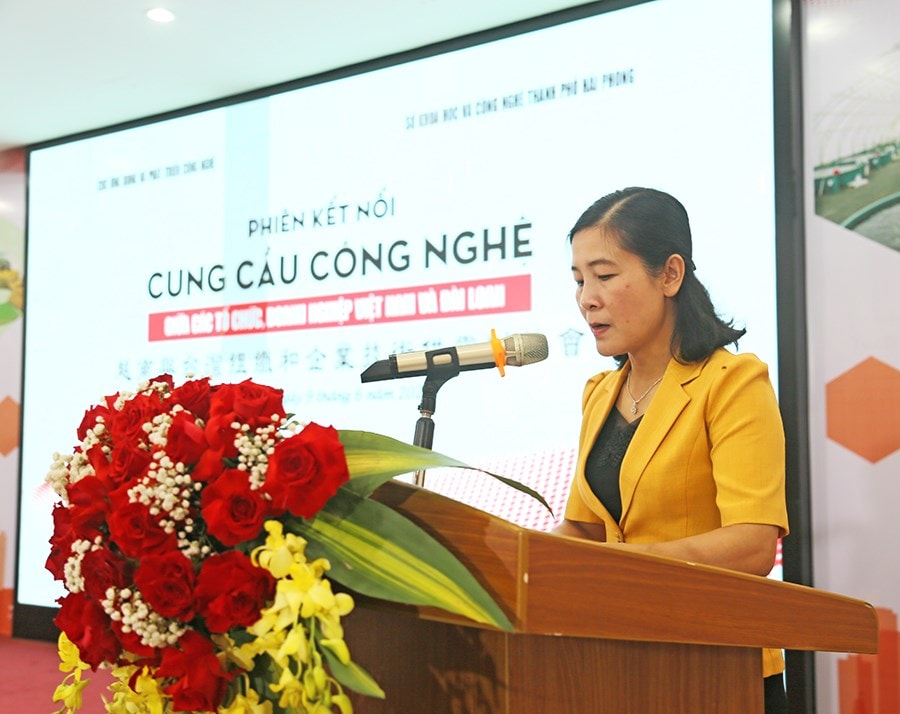 bà Phạm Thị Sen Quỳnh – PGĐ Sở Khoa học và Công nghệ Hải Phòng phát biểu tại hội nghị.