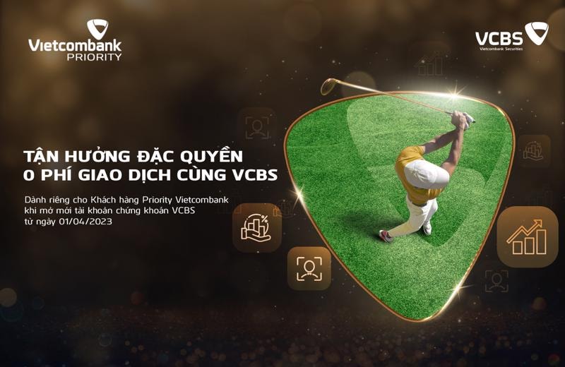 Công ty chứng khoán Vietcombank (VCBS) miễn phí giao dịch chứng khoán cho các khách hàng Vietcombank Priority đăng ký mở mới tài khoản giao dịch chứng khoán tại VCBS.