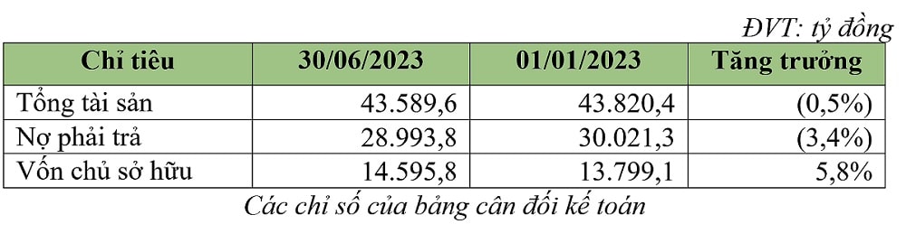 Các chỉ số của bảng cân đối kế toán