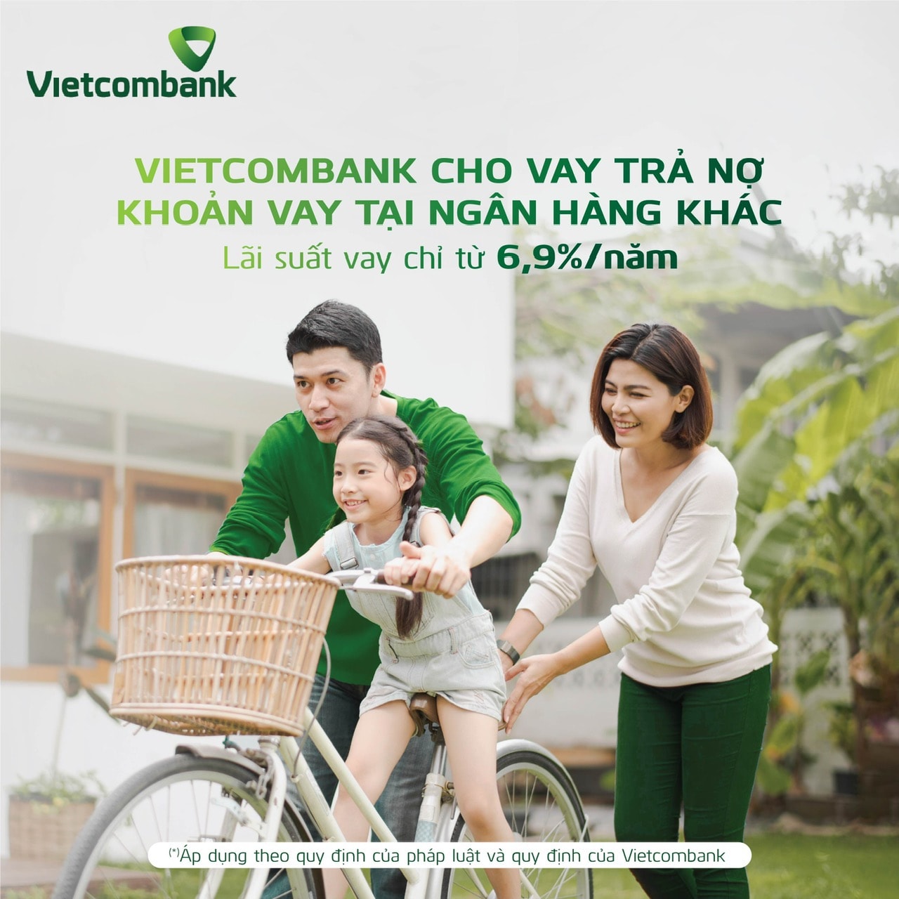 Vietcombank triển khai chính sách cho khách hàng cá nhân vay vốn để trả nợ trước hạn khoản vay tại ngân hàng khác với lãi suất cho vay chỉ từ 6,9%/năm. 