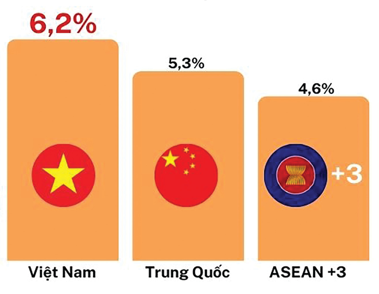  Theo dự báo của Văn phòng Nghiên cứu kinh tế vĩ mô ASEAN+3 (ARMO), tốc độ tăng trưởng kinh tế của Việt Nam năm 2023 là 6,2%.