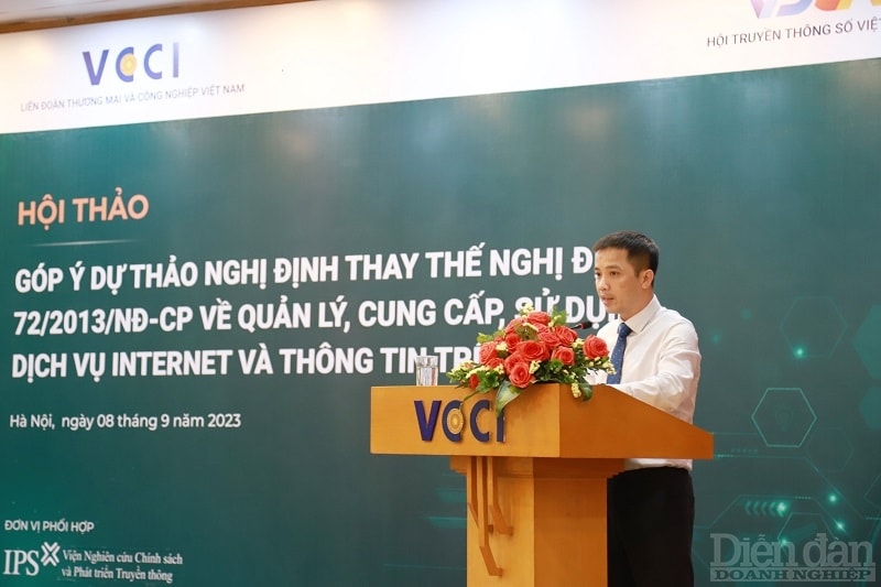 ông Đậu Anh Tuấn – Phó tổng Thư ký, kiêm Trưởng Ban Pháp chế VCCI thông tin tại Hội thảo
