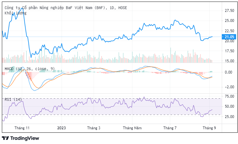 Trên thị trường, chốt phiên giao dịch ngày 8/9, thị giá cổ phiếu BAF đạt 21.050 đồng/cổ phiếu.