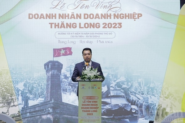 TS. Mạc Quốc Anh, Phó chủ tịch kiêm Tổng thư ký Hiệp hội doanh nghiệp nhỏ và vừa thành phố Hà Nội, Trưởng ban tổ chức lễ tôn vinh phát biểu tại chương trình gặp mặt báo chí