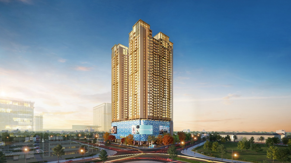 Phối cảnh tổ hợp căn hộ cao cấp The Diamond Residence, tọa lạc tại ngã tư Lê Văn Lương và Hoàng Đạo Thúy, Hà Nội