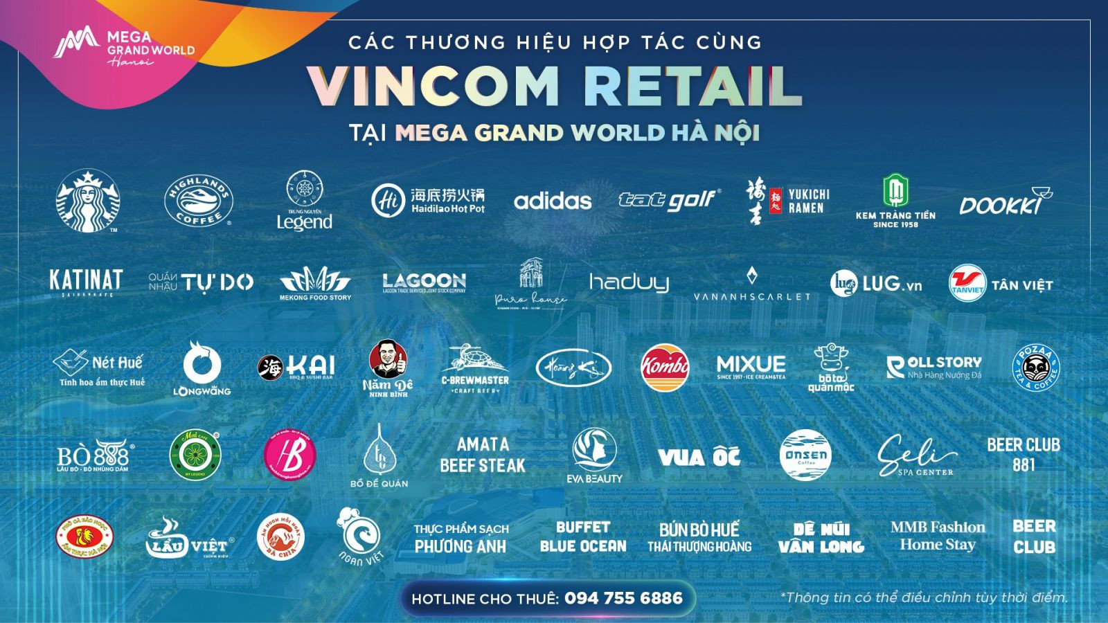 Các thương hiệu đầu tiên sẽ có mặt tại Mega Grand World Hà Nội