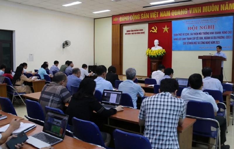 Sở Khoa học và Công Nghệ (KHCN) tỉnh tổ chức hội nghị quán triệt về cải cách hành chính, cải thiện môi trường kinh doanh, nâng cao năng lực cạnh tranh cấp sở, ban, ngành và địa phương (DDCI) của đơn vị năm 2023 (Ảnh: Báo Quảng Ninh)