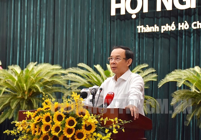 Bí thư Thành ủy TP.HCM Nguyễn Văn Nên phát biểu tại Hội nghị - Ảnh: THANHUYTPHCM.VN.
