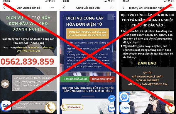 Website rao bán hóa đơn công khai trên mạng internet