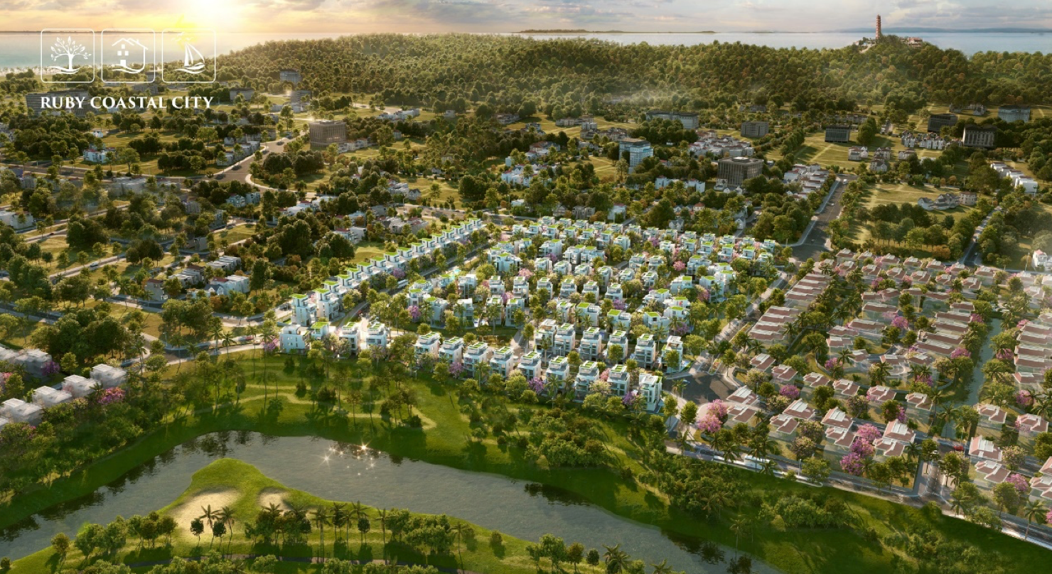 Tọa lạc ở trung tâm quận Đồ Sơn, quần thể Ruby Coastal City gây ấn tượngvới địa thế hiếm có khó tìm “lưng tựa núi Rồng, mặt hướng biển Đông”.