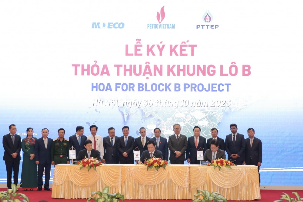 Lễ ký kết thoả thuận khung Lô B giữa Petrovietnam, MOECO (Nhật Bản) và PTTEP (Thái Lan)