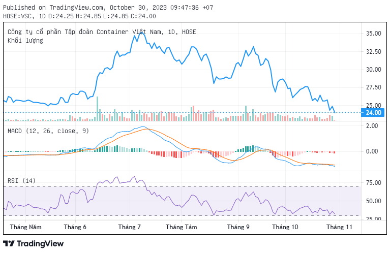 Trên thị trường, cổ phiếu VSC đang giao dịch quanh mức giá 24