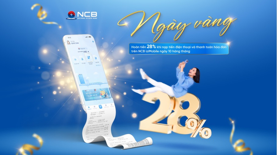 Ứng dụng NCB iziMobile mang đến cho người dùng lựa chọn thanh toán hoá đơn thuận tiện và nhiều ưu đãi hấp dẫn