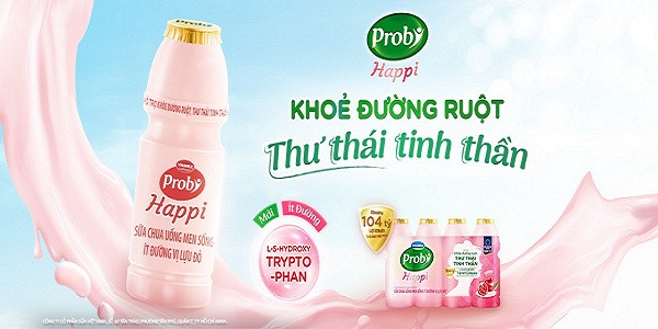 Chuyên gia khuyên dùng hai chai Probi Happi mỗi ngày để “Khỏe đường ruột – Thư thái tinh thần.”