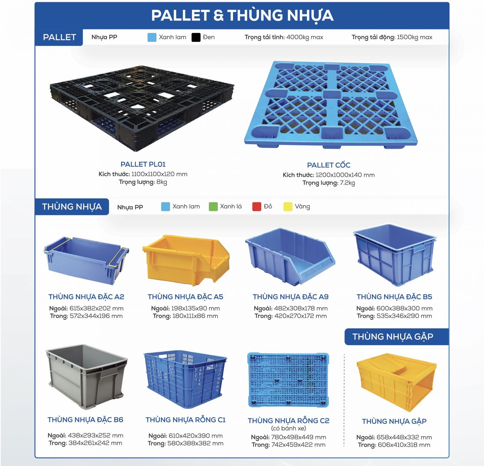 Các sản phẩm thùng chứa, pallet nhựa có chất lượng bền vững theo thời gian của doanh nghiệp Nhựa Hà Nội