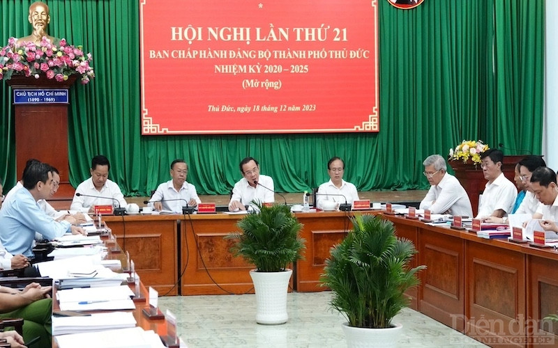 hội nghị lần thứ 21 của Thành ủy TP.Thủ Đức (TP.HCM), ngày 18/12/2023.