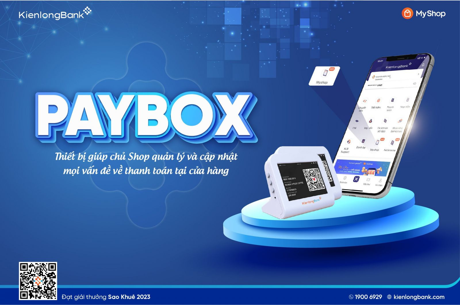 Nhiều hơn chức năng của một thiết bị tạo QR Code thông thường, Paybox của KienlongBank có thể thay chủ Shop quản lý, theo dõi cũng như cập nhật tức thời và liên tục các vấn đề thanh toánp/tại cửa hàng