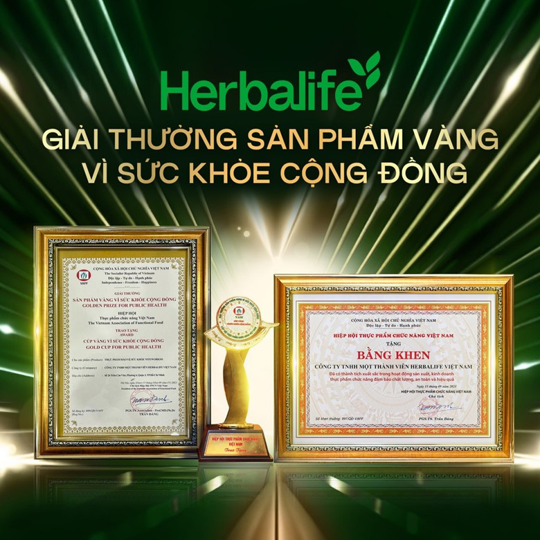 Herbalife được trao giải thưởng Sản Phẩm Vàng Vì Sức Khỏe Cộng Đồng 2023.