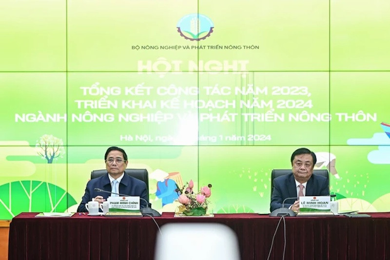 năm 2024, Thủ tướng Phạm Minh Chính đề nghị Bộ NNPTNT đặt mục tiêu tốc độ tăng trưởng GDP toàn ngành từ 3,5 - 4,0%; kim ngạch xuất khẩu nông lâm thủy sản từ 55 tỷ USD trở lên.