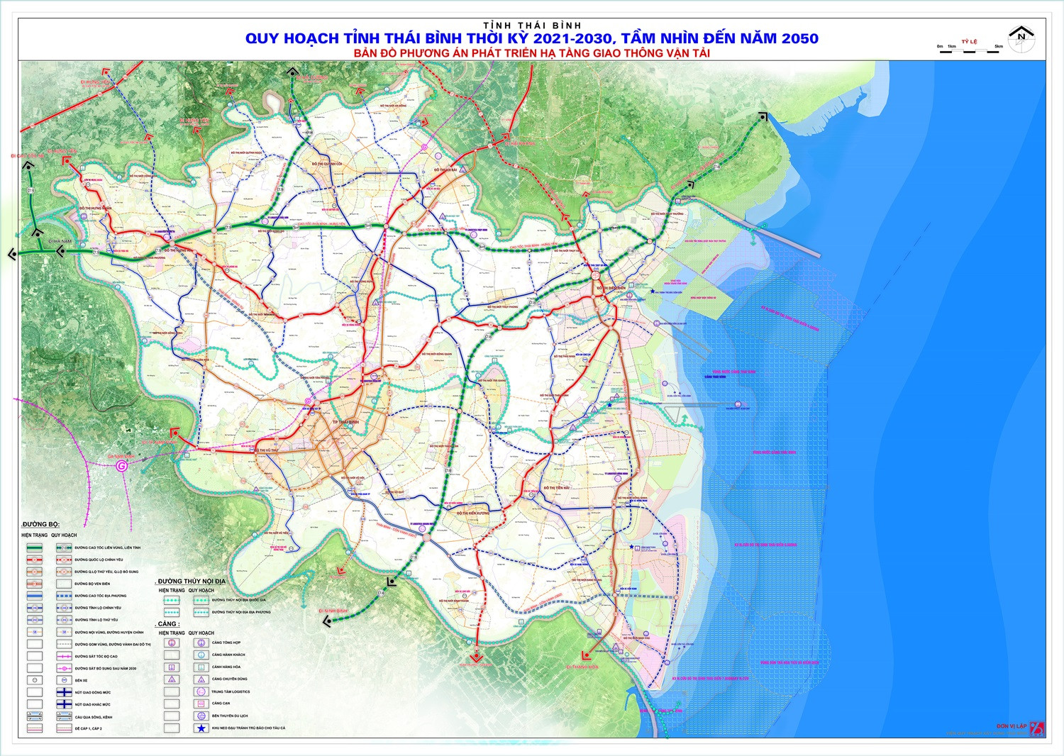 Bản đồ quy hoạch phát triển hạ tầng giao thông vận tải trong Quy hoạch tỉnh Thái Bình