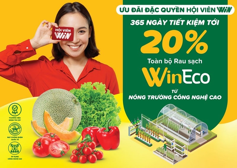 Ưu đãi giảm 20% cho Hội viên WIN khi mua rau WinEco tại WinMart