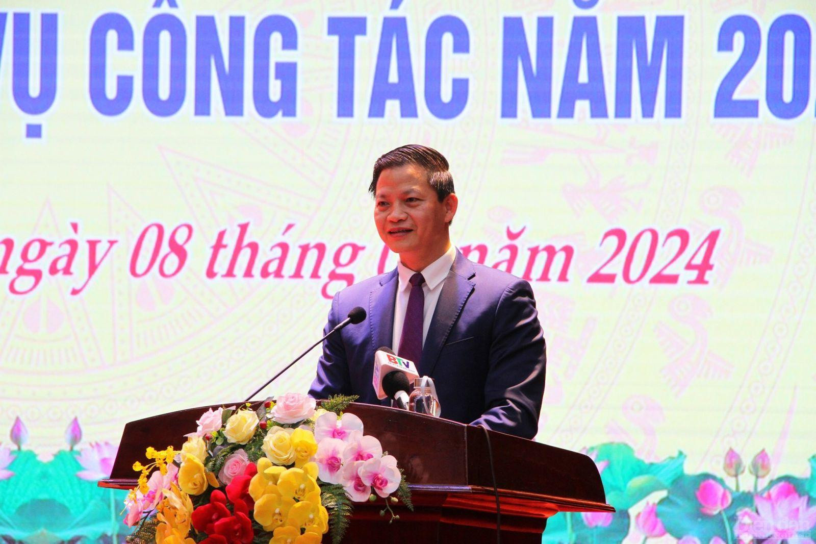 Phó Chủ tịch Thường trực UBND tỉnh Bắc Ninh Vương Quốc Tuấn phát biểu tại hội nghị