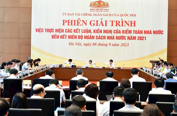 Phiên giải trình của Ủy ban Tài chính - Ngân sách của Quốc hội về “Việc thực hiện các kết luận và kiến nghị Kiểm toán nhà nước đến hết niên độ ngân sách Nhà nước năm 2021”.