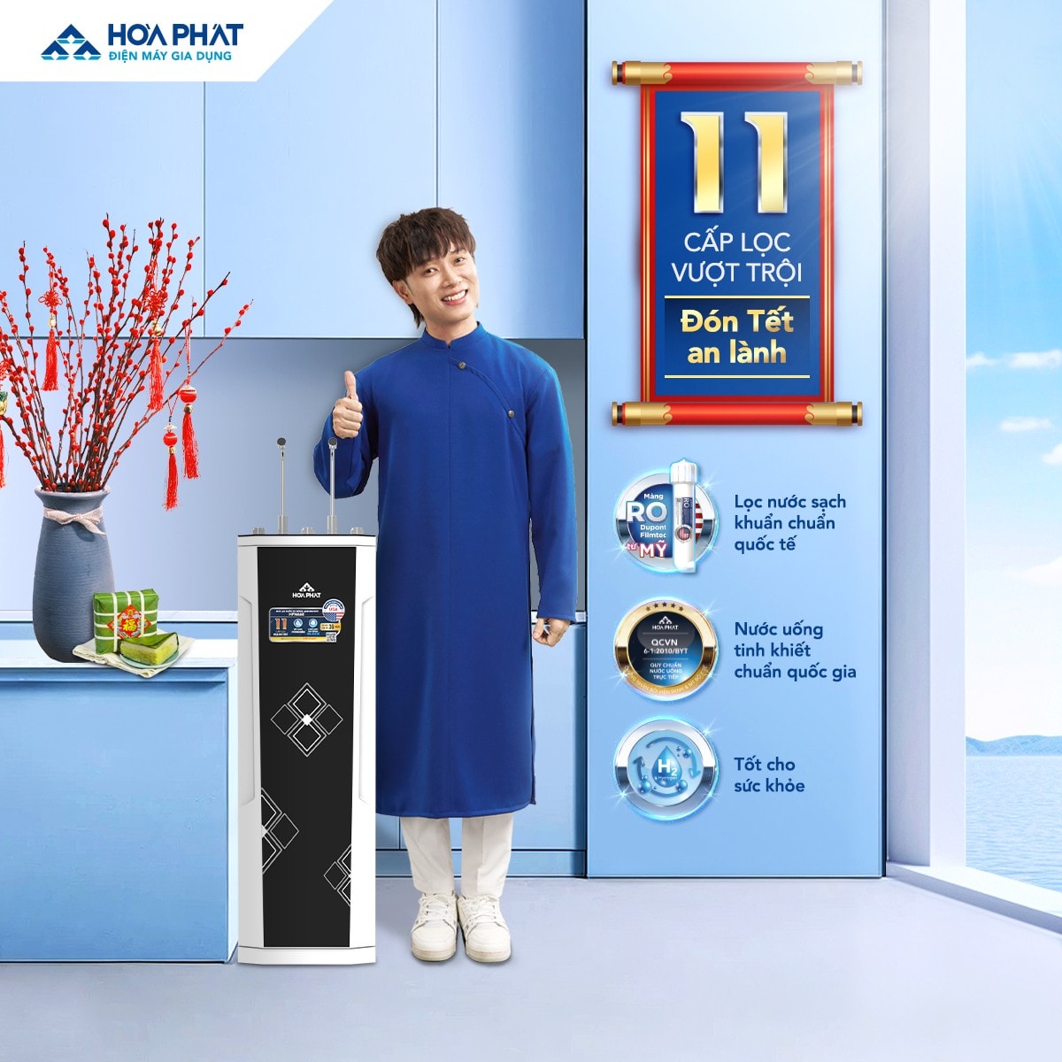 Máy lọc nước RO với 11 cấp lọc mạnh mẽ giúp đón Tết an lành