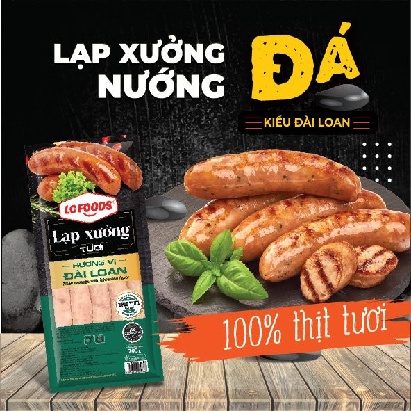 LC Foods tung ra dòng sản phẩm xúc xích lạp xưởng nướng đá với thành phần chính là thịt heo được xay thô, thịt nạc và mỡ bên trong cân bằng vừa đủ độ mềm nhưng không quá béo. 