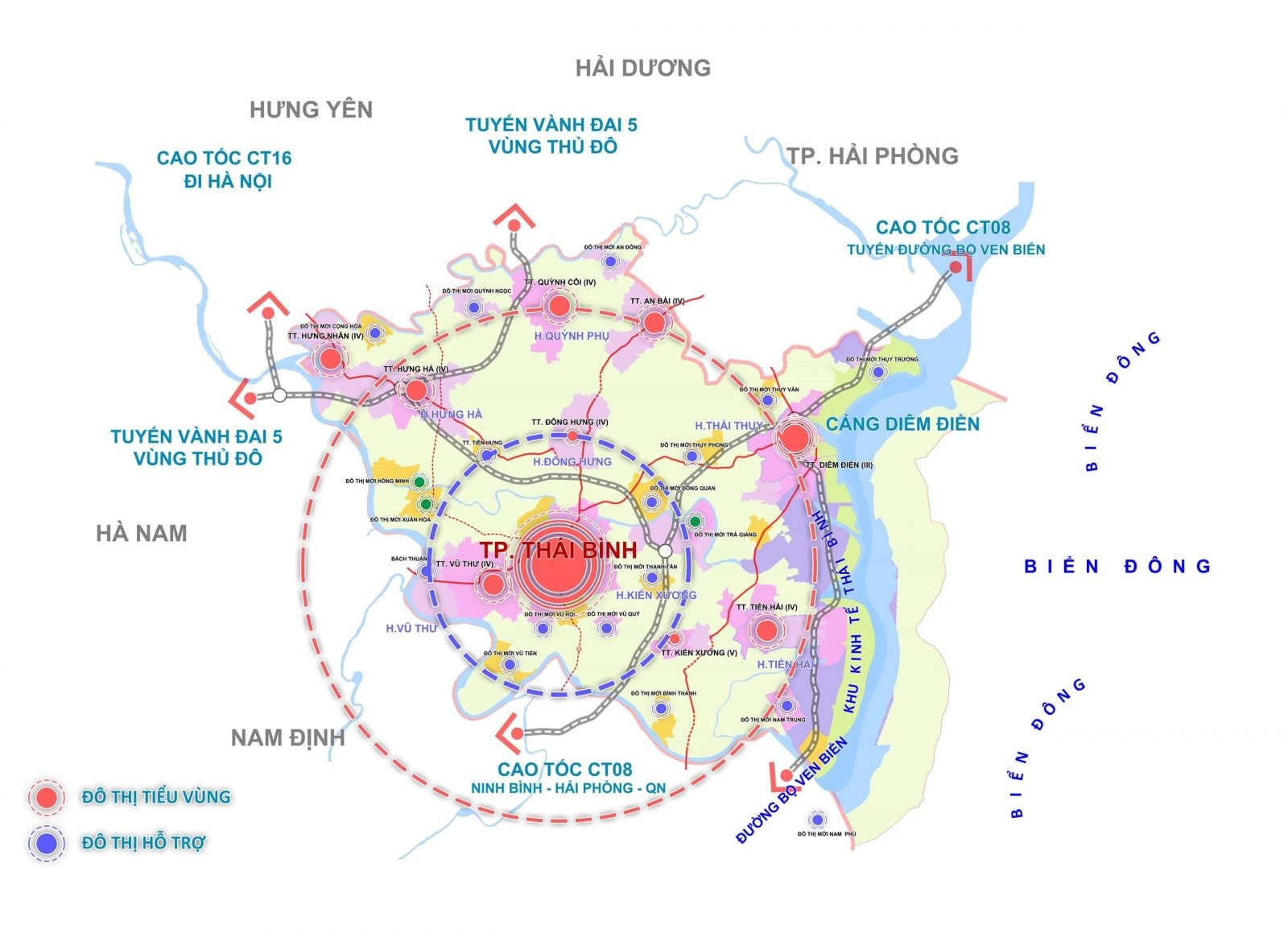 Hệ thống đô thị tỉnh Thái Bình đến năm 2050.