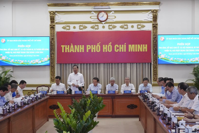 TP.HCM tổ chức phiên họp về tình hình, kinh tế - xã hội 2 tháng đầu năm; triển khai nhiệm vụ, giải pháp trọng tâm tháng 3/2024 - Ảnh: TTBC.