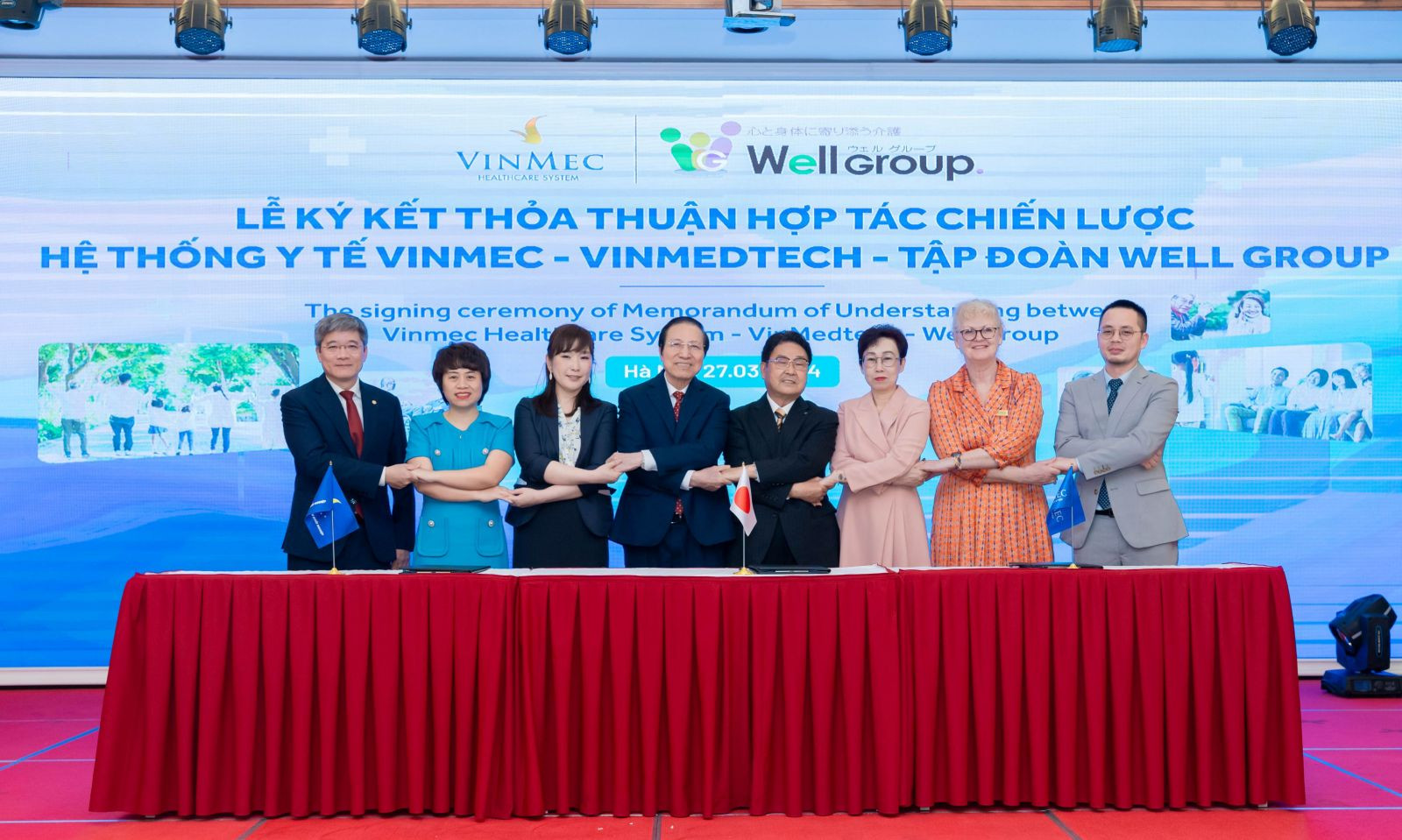  Lễ ký kết hợp tác chiến lược giữa Tập đoàn Vingroup và Tập đoàn Well Group (Nhật Bản) để phát triển mô hình Trung tâm chăm sóc sức khỏe người cao tuổi cao cấp tại Việt Nam.