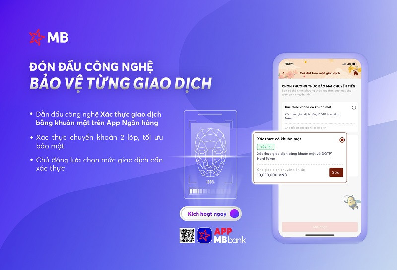 Khách hàng có thể chủ động lựa chọn mức giao dịch cần xác thực trên App MBBank