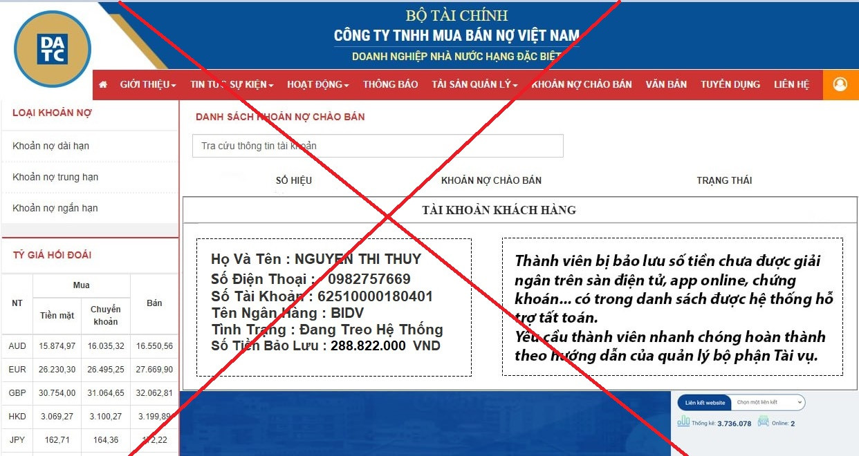 một số đối tượng đã lợi dụng thông tin, hình ảnh của DATC thực hiện các hành vi lừa đảo