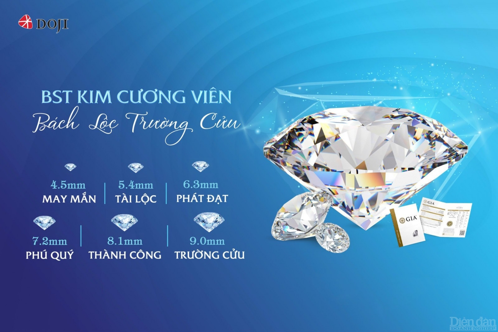 Ở bộ sưu tập kim cương viên 9 nút “Bách Lộc Trường Cửu”, DOJI gửi gắm những thông điệp giàu ý nghĩa