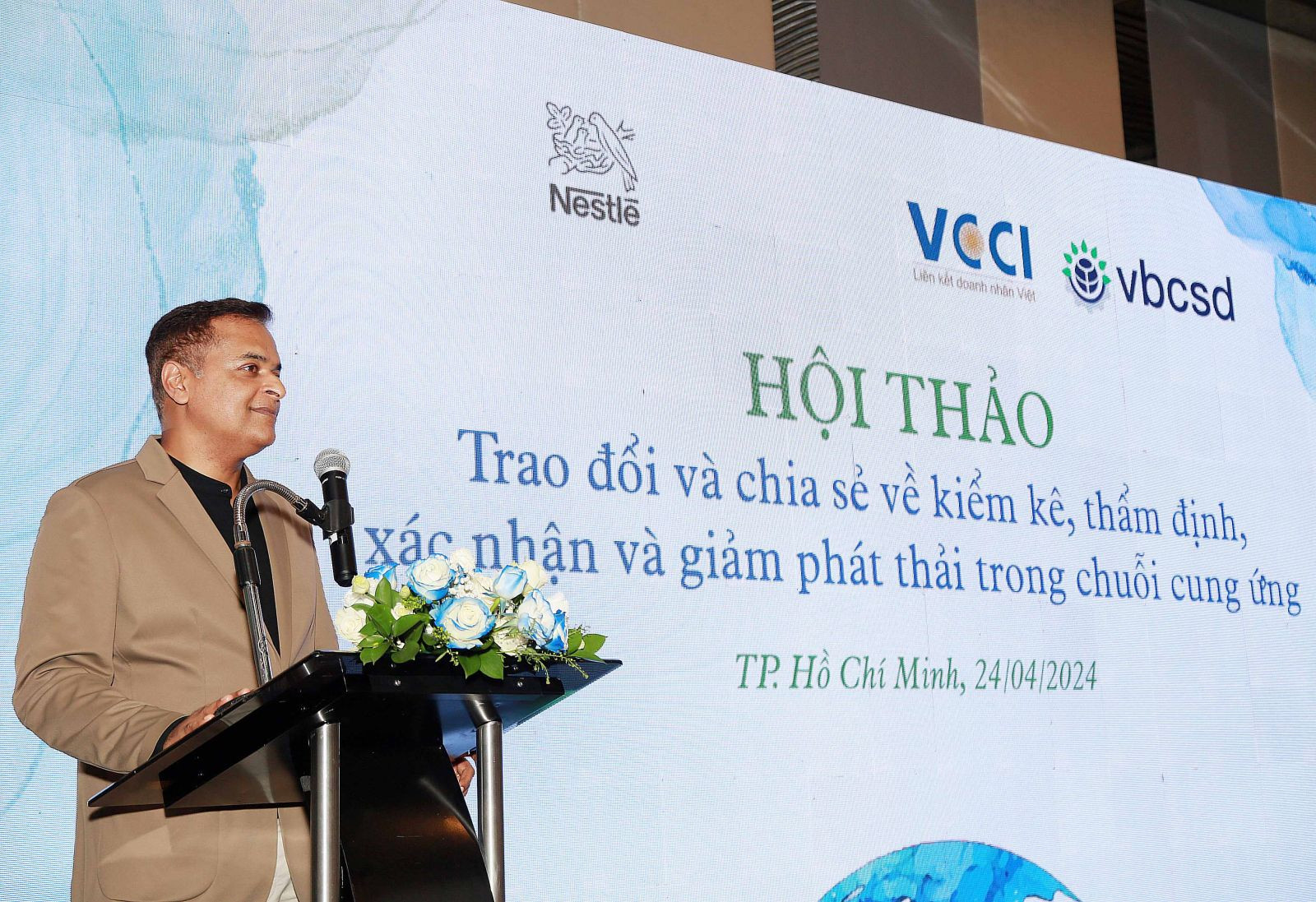 Ông Binu Jacob, Tổng giám đốc Nestlé Việt Nam phát biểu khai mạc hội thảo.