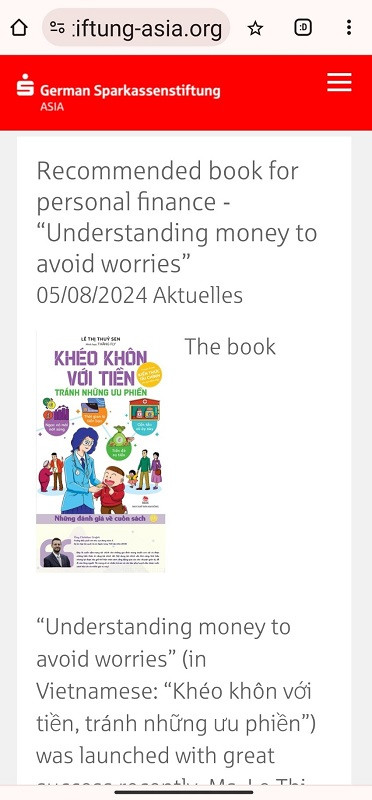 Bài viết đăng tải trên website của Quỹ hợp tác quốc tế các ngân hàng Tiết kiệm Đức