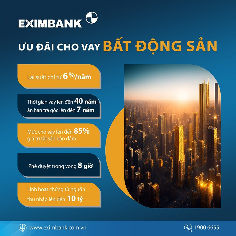  Eximbank “mạnh tay” hỗ trợ gói vay bất động sản hấp dẫn