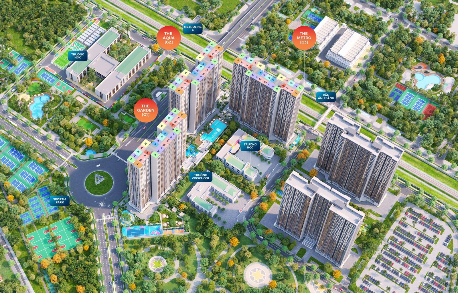 Phối cảnh phân khu The Sola Park – Imperia Smart City giai đoạn 2