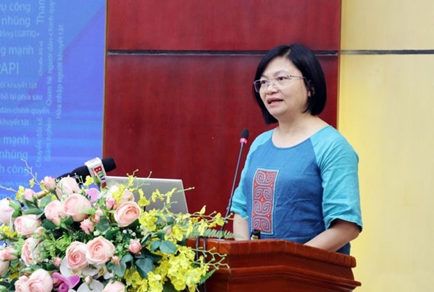 Bà Đỗ Thanh Huyền, Chuyên gia chính sách công, Chương trình phát triển Liên hợp quốc tại Việt Nam (UNDP) phát biểu tại hội nghị