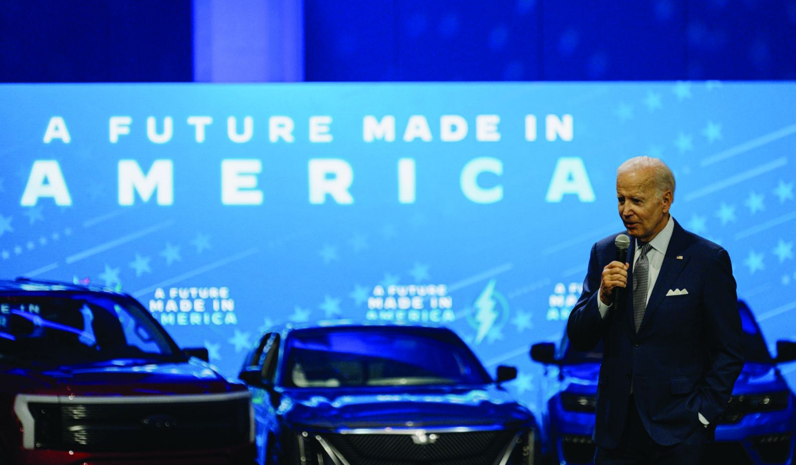  Tổng thống Mỹ Joe Biden phát biểu tại triển lãm ô tô Detroit. Ảnh: Bloomberg