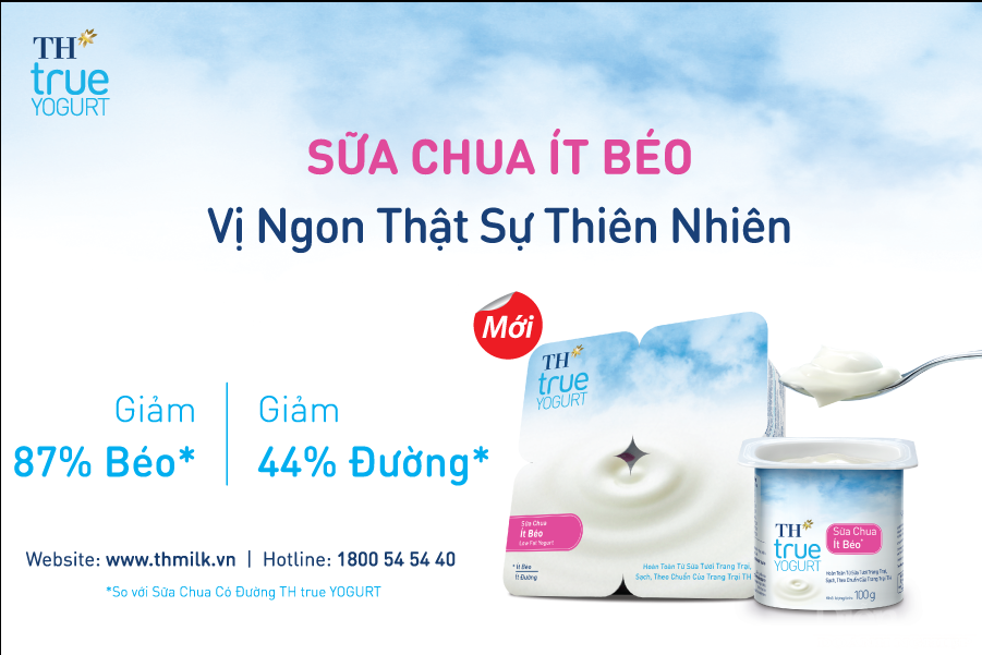 Dù Sữa chua ít béo TH true YOGURT giảm đến 87% chất béo và trên 44% lượng đường bổ sung nhưng vẫn lưu giữ trọn vẹn hương vị thơm béo từ sữa tươi trang trại chuần TH