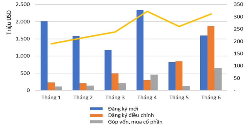  Vốn FDI vào Việt Nam trong 6 tháng đầu năm 2024.