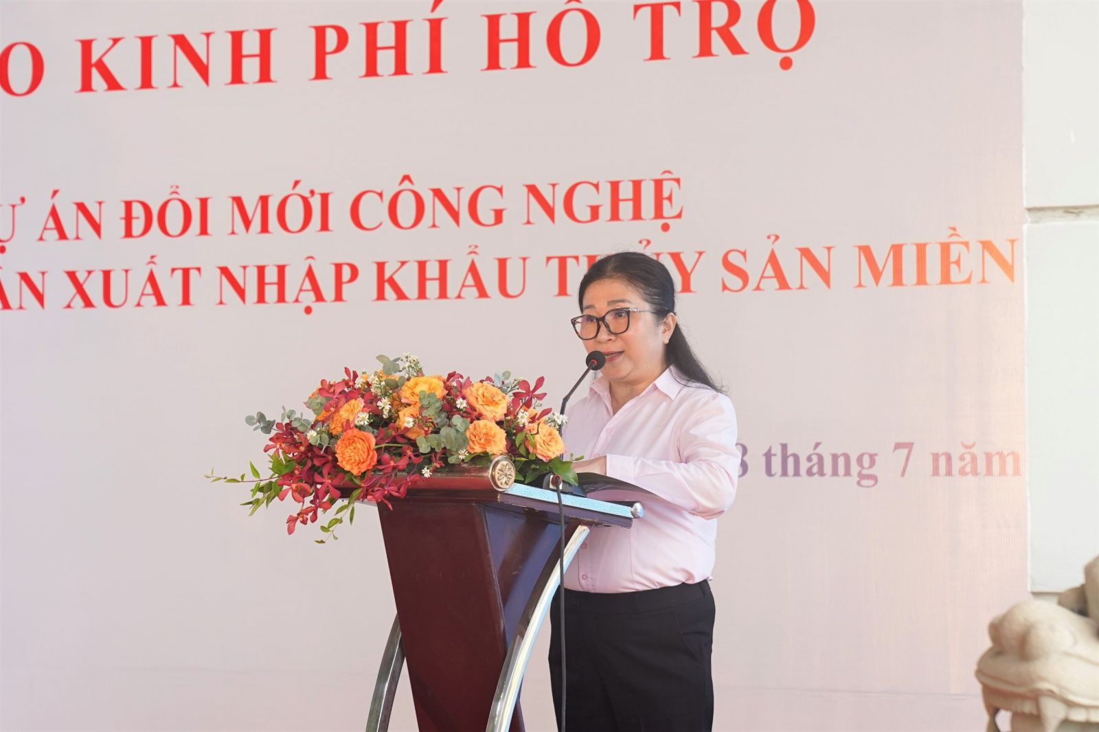 Bà Trần Như Thiên Mỵ - Tổng Giám đốc công ty Cổ phần Xuất nhập khẩu Thủy sản Miền Trung