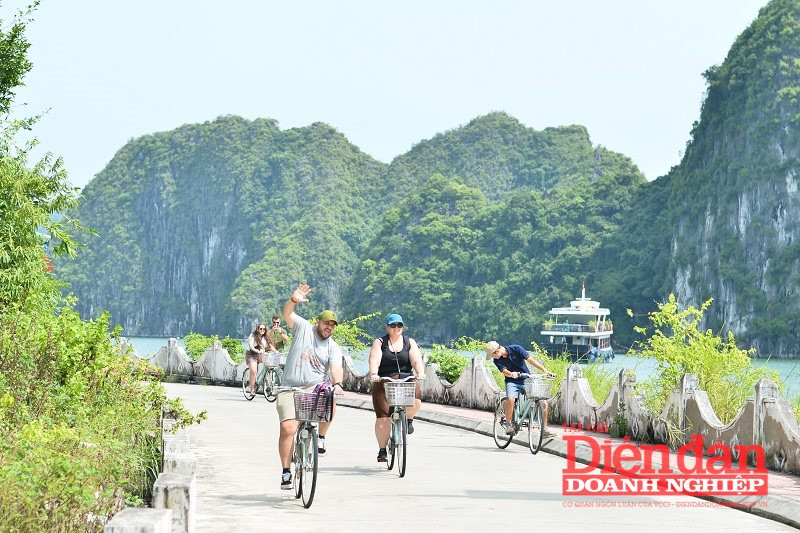 Khách du lịch nước ngoài hào hứng khám phá, trải nghiệm tại làng Việt Hải, huyện Cát Hải, TP Hải Phòng