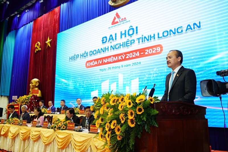 Hình Ông Võ Quốc Thắng – Chủ tịch LBA Khóa III, Nhiệm kỳ 2019 – 2024 phát biểu tại Đại hội