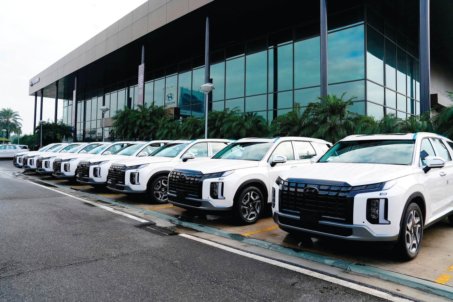 Ô tô Hyundai Palisade chuẩn bị xuất khẩu tại Nhà máy Hyundai Thành Công, Gia Viễn, Ninh Bình.